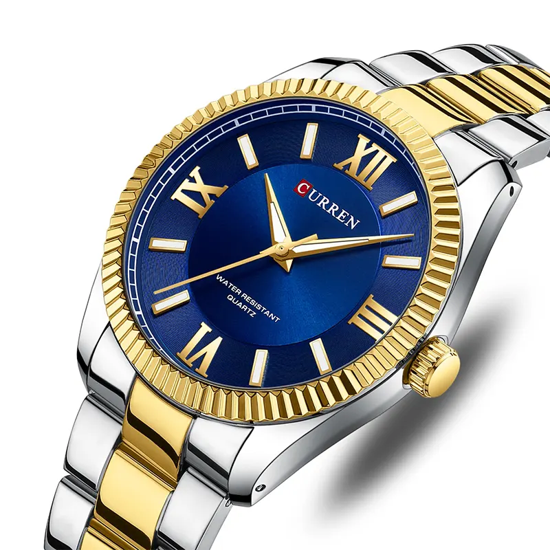 Curren Quartz Luxury Blue Dial Two-tone Men’s Watch- 8453